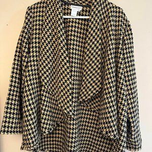 COLDWATER CREEK  Black and tan/gold houndstooth design, wrap/sweater
